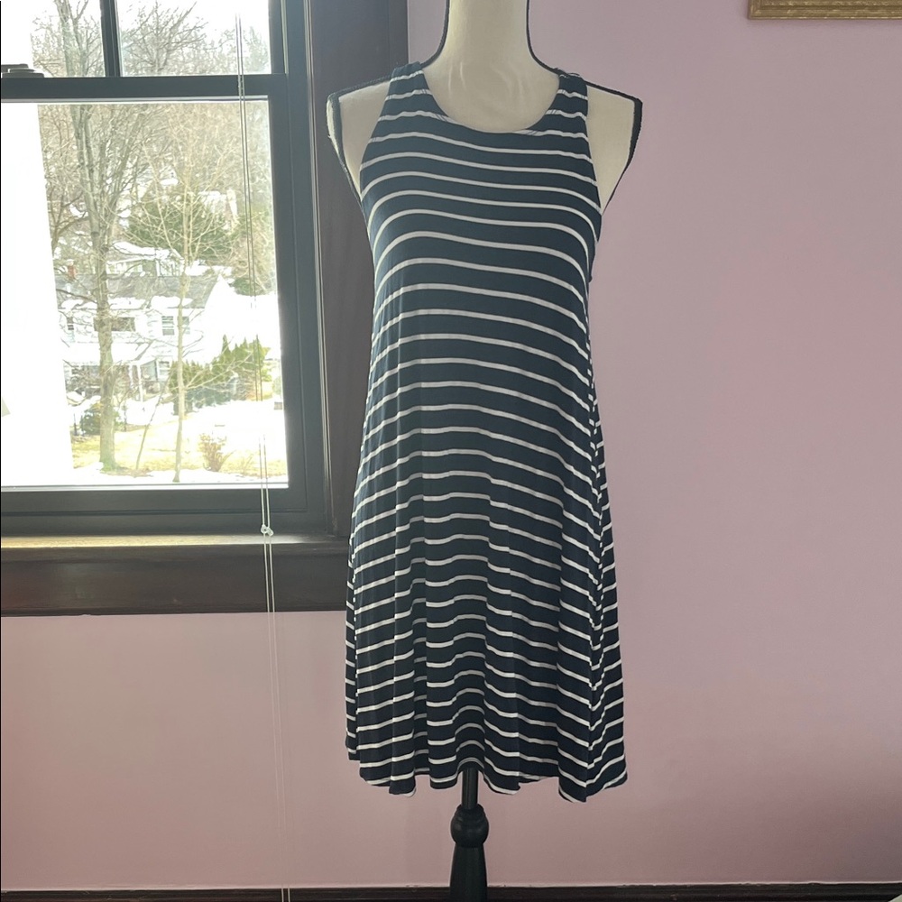 Striped Blue and White Sleeveless Dress